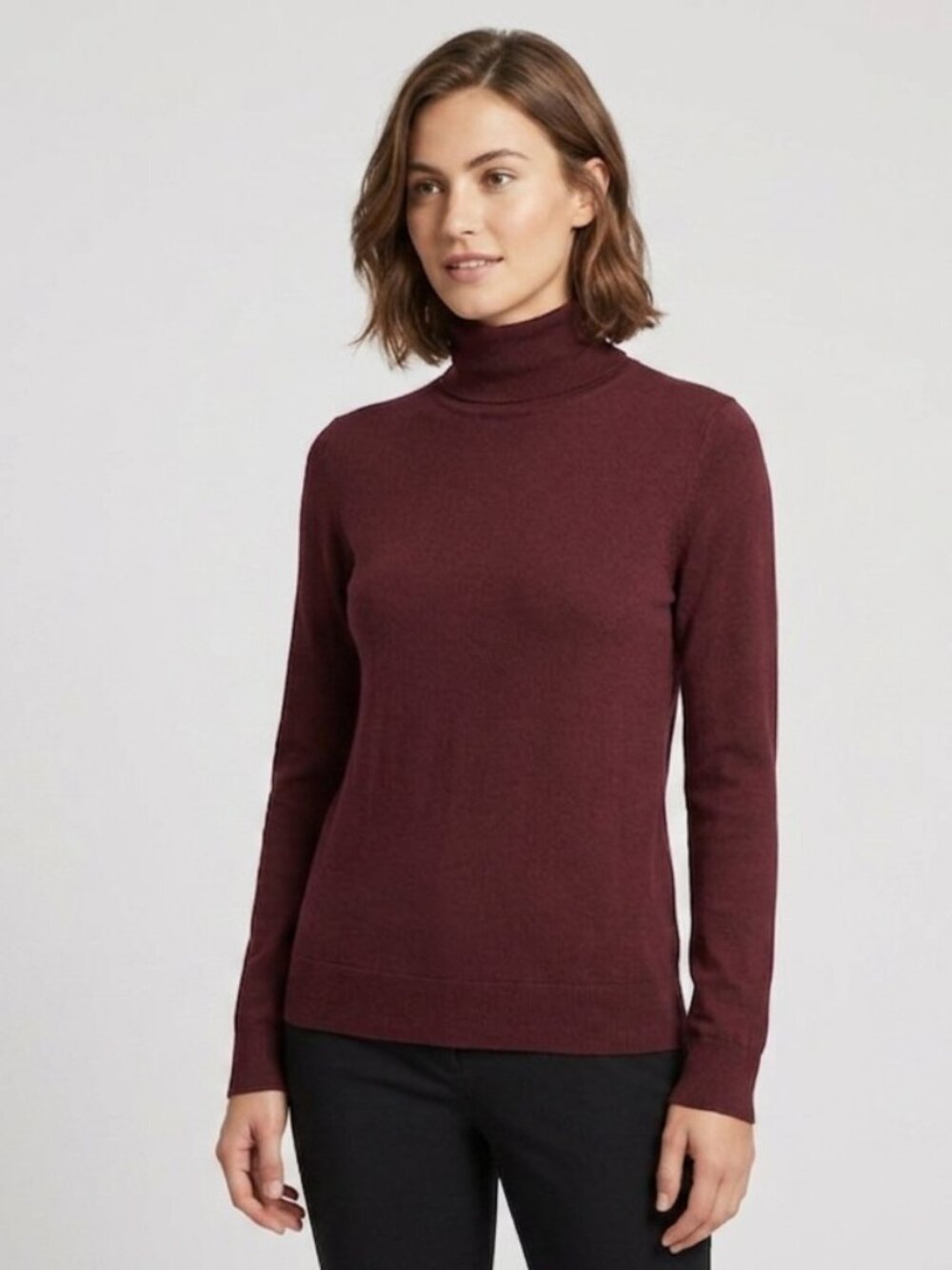 Theory Women's Turtleneck Sweater 100% Merino Wool Burgundy Maroon Size S